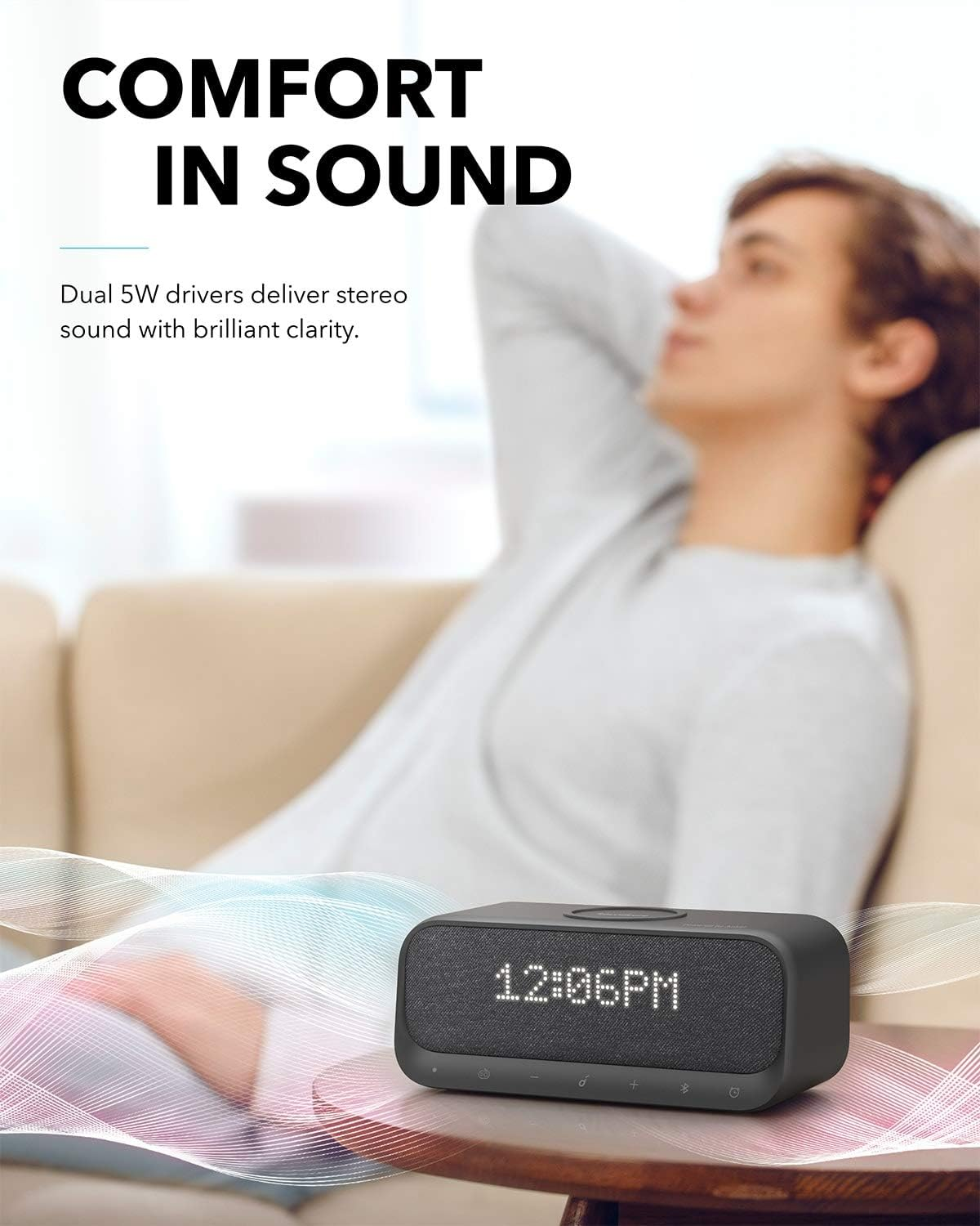 Anker Soundcore Wakey Bluetooth Speakers with Alarm - White Anker Soundcore Wakey Bluetooth Speakers with Alarm - White